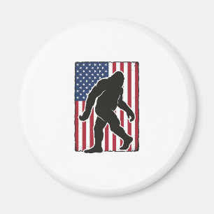 Aimant Drapeau américain vintage silhouette Bigfoot vecte
