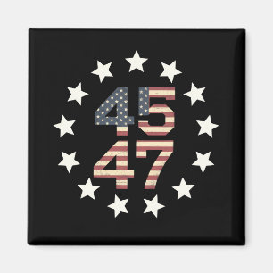 Aimant Drapeau américain vintage Trump 45 47 étoiles USA