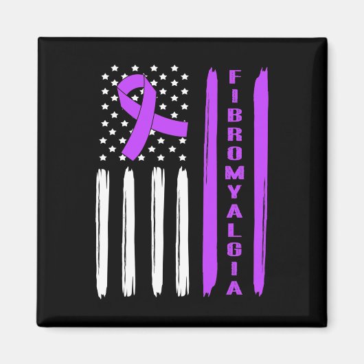 Aimant Drapeau américain violet fibromyalgie (Devant)