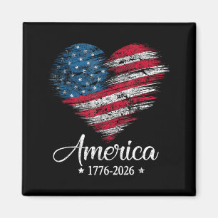 Aimant Drapeau Amérique US Cœur 1776 2026 4 juillet 250e