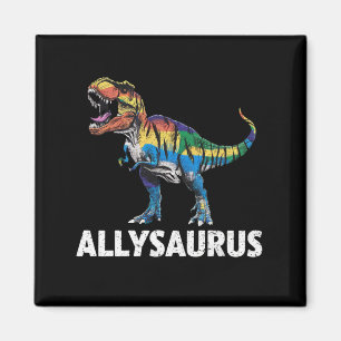 Aimant Drapeau arc-en-ciel de dinosaure LGBT Allysaurus A