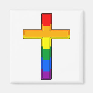 Aimant Drapeau arc-en-ciel de la fierté gay croix