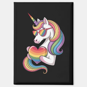 Aimant Drapeau arc-en-ciel de la Licorne Fière LGBT