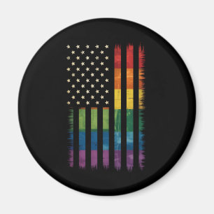 Aimant Drapeau arc-en-ciel en détresse Pride USA Amérique