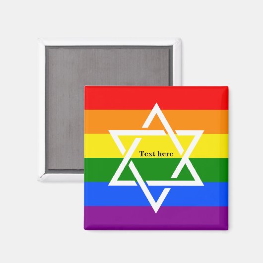 Aimant Drapeau arc-en-ciel gay mignon étoile juive David  (Recto/Verso)