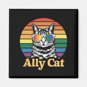 Aimant Drapeau arc-en-ciel LGBT de chat allié Cadeau LGBT
