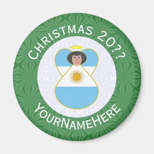 Aimant Drapeau argentin Ange de Noël Personnalisé (Devant)