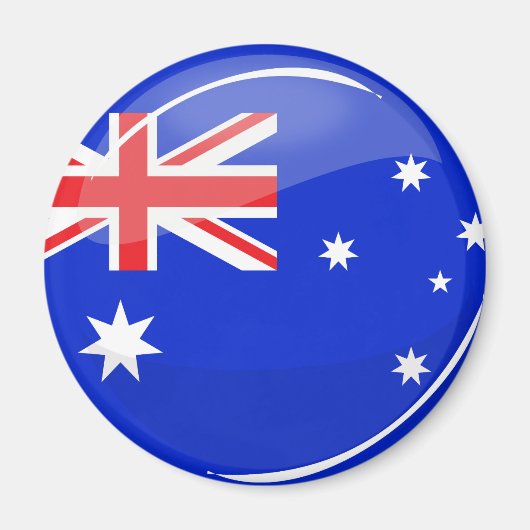 Aimant Drapeau australien rond brillant (Devant)