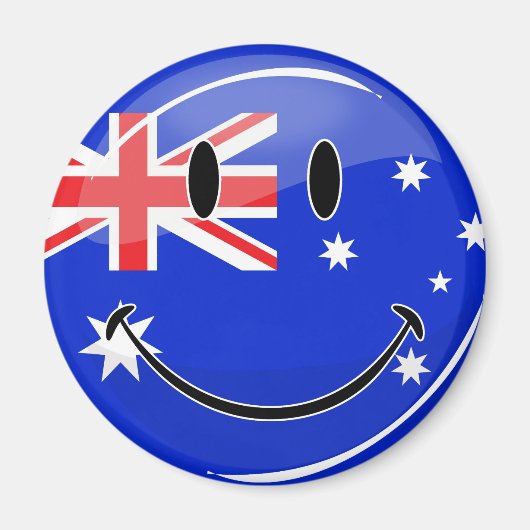 Aimant Drapeau australien souriant brillant (Devant)