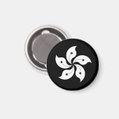 Aimant Drapeau Bauhinia noir (Recto/Verso)