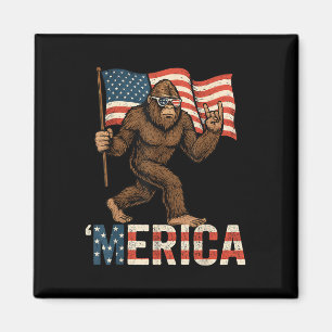 Aimant Drapeau Bigfoot Merica Rock Patriotique Américain