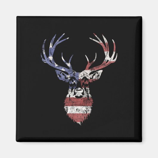 Aimant Drapeau blanc Buck Deer chasse Drapeau américain (Devant)