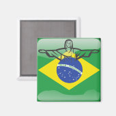 Aimant Drapeau brésilien brillant (Recto/Verso)
