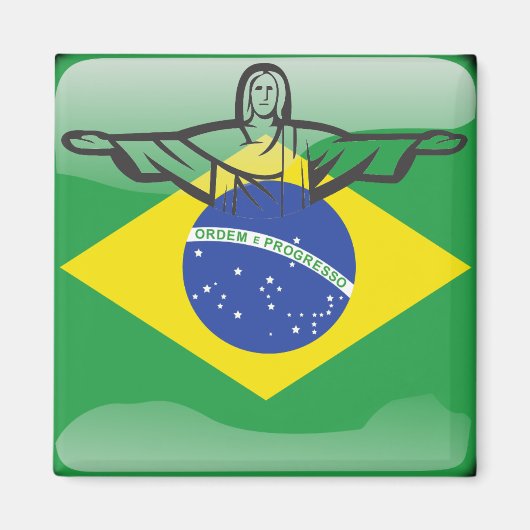 Aimant Drapeau brésilien brillant (Devant)
