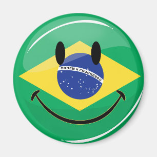 Aimant Drapeau brésilien de sourire