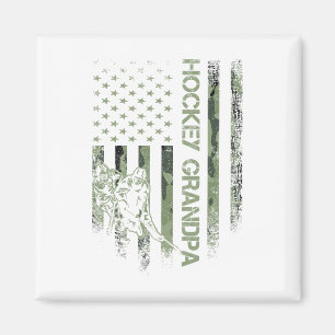 Aimant Drapeau Camo Américain vintage Fier Hockey Grandpa