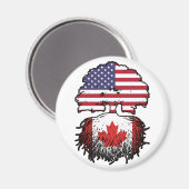 Aimant Drapeau canadien américain des racines d'arbre (Recto/Verso)