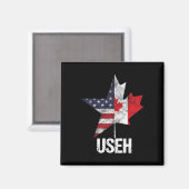 Aimant Drapeau canadien américain moitié Canada États-Uni (Recto/Verso)