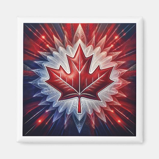Aimant Drapeau canadien Feuille d'érable Fractal (Devant)