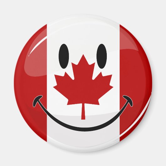 Aimant Drapeau canadien souriant brillant (Devant)