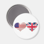 Aimant Drapeau cardiaque américain et britannique (Recto/Verso)