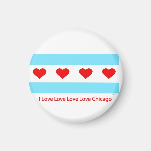 Aimant Drapeau cardiaque de Chicago - I Love x 4 Chi Roun (Devant)