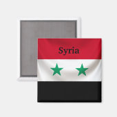 Aimant Drapeau carré de Syrie, drapé cérémonial (Recto/Verso)