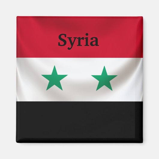 Aimant Drapeau carré de Syrie, drapé cérémonial (Devant)