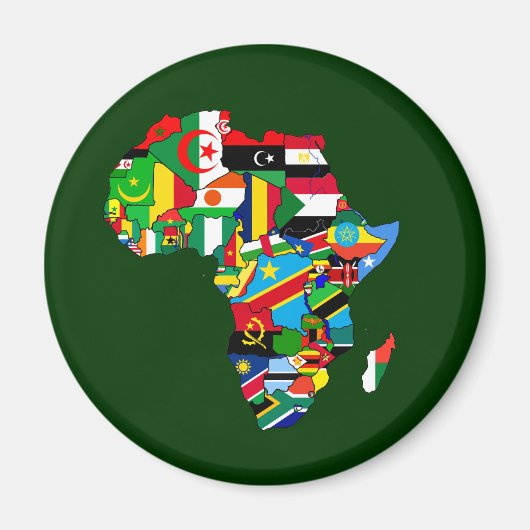Aimant Drapeau Carte des drapeaux d'Afrique - Cadeau de c (Devant)