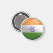 Aimant Drapeau Cercle Brillant d'Inde (Recto/Verso)