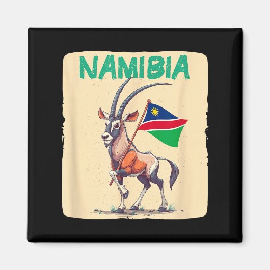 Aimant Drapeau Cool de Namibie avec Graphique d'Animal Ge (Devant)
