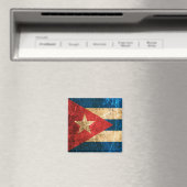 Aimant Drapeau cuban du Scratched and Worn (In Situ (Lave-vaisselle))