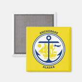 Aimant Drapeau d'Anchorage, Alaska (Recto/Verso)