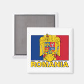 Aimant Drapeau d'armoiries de Roumanie (Recto/Verso)