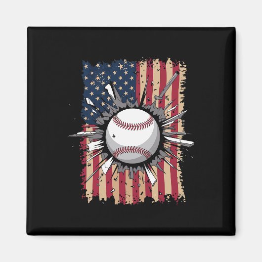 Aimant Drapeau de baseball Us (Devant)