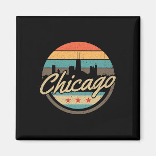 Aimant Drapeau de Chicago Ciel Vintage Illinois Usa Souve
