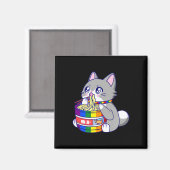 Aimant Drapeau de fierté avec Anime Pride Chat avec un ch (Recto/Verso)