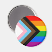 Aimant Drapeau de fierté de progrès LGBTQ+ (Recto/Verso)