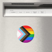 Aimant Drapeau de fierté de progrès LGBTQ+ (In Situ (Lave-vaisselle))