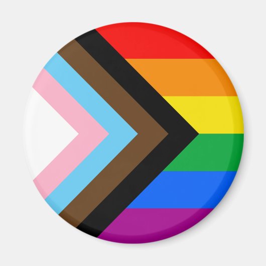 Aimant Drapeau de fierté de progrès LGBTQ+ (Devant)