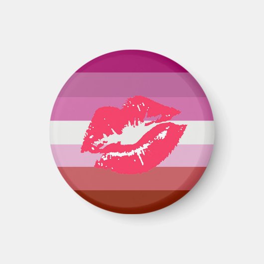 Aimant Drapeau de fierté lesbienne au rouge à lèvres (Devant)