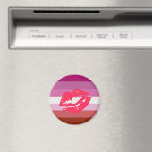 Aimant Drapeau de fierté lesbienne au rouge à lèvres (In Situ (Lave-vaisselle))