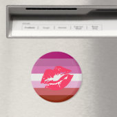 Aimant Drapeau de fierté lesbienne au rouge à lèvres (In Situ (Lave-vaisselle))