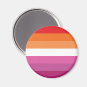Aimant Drapeau de fierté lesbienne (Coucher de soleil) (Recto/Verso)