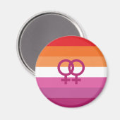 Aimant Drapeau de fierté lesbienne WLW (Coucher de soleil (Recto/Verso)