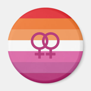 Aimant Drapeau de fierté lesbienne WLW (Coucher de soleil