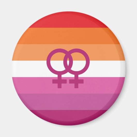 Aimant Drapeau de fierté lesbienne WLW (Coucher de soleil (Devant)