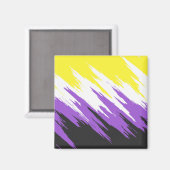 Aimant Drapeau de fierté non binaire funky grunge zigzag (Recto/Verso)
