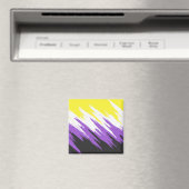Aimant Drapeau de fierté non binaire funky grunge zigzag (In Situ (Lave-vaisselle))