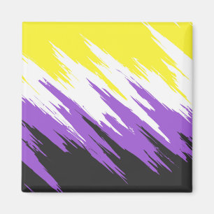 Aimant Drapeau de fierté non binaire funky grunge zigzag